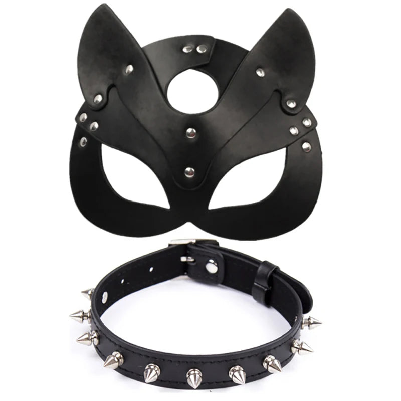 Máscara e Choker de Couro